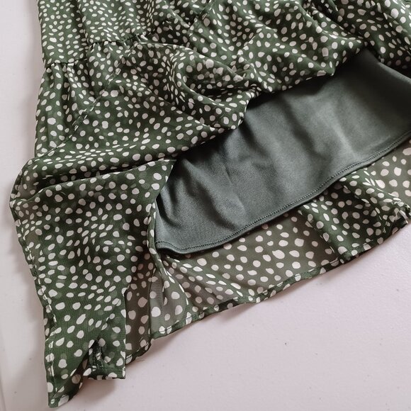 Zara Spotted Chiffon V-neck Midi Dress - Picture 8 of 16